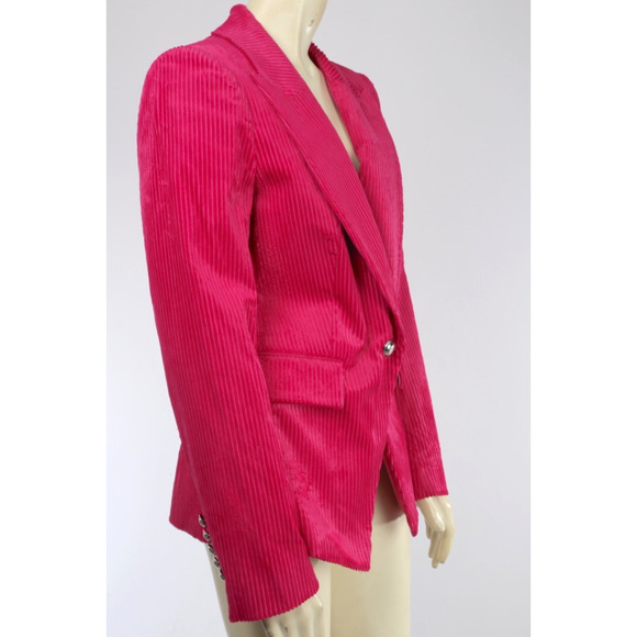 Veronica Beard Lia Dickey Pink Velvet Blazer Jacket Single Button Style Size 8 - Picture 7 of 16